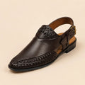 Heritage Weave Men’s Dark Brown Regzine Peshawari Sandals – front product view