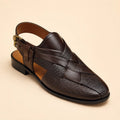Royal Interlace Men’s Dark Brown Regzine Peshawari Sandals – front product view