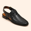 Heritage Weave Men’s Black Regzine Peshawari Sandals – front product view