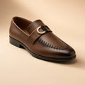 Royal Emblem Men’s Chocolate Brown Leather Loafers – front product view