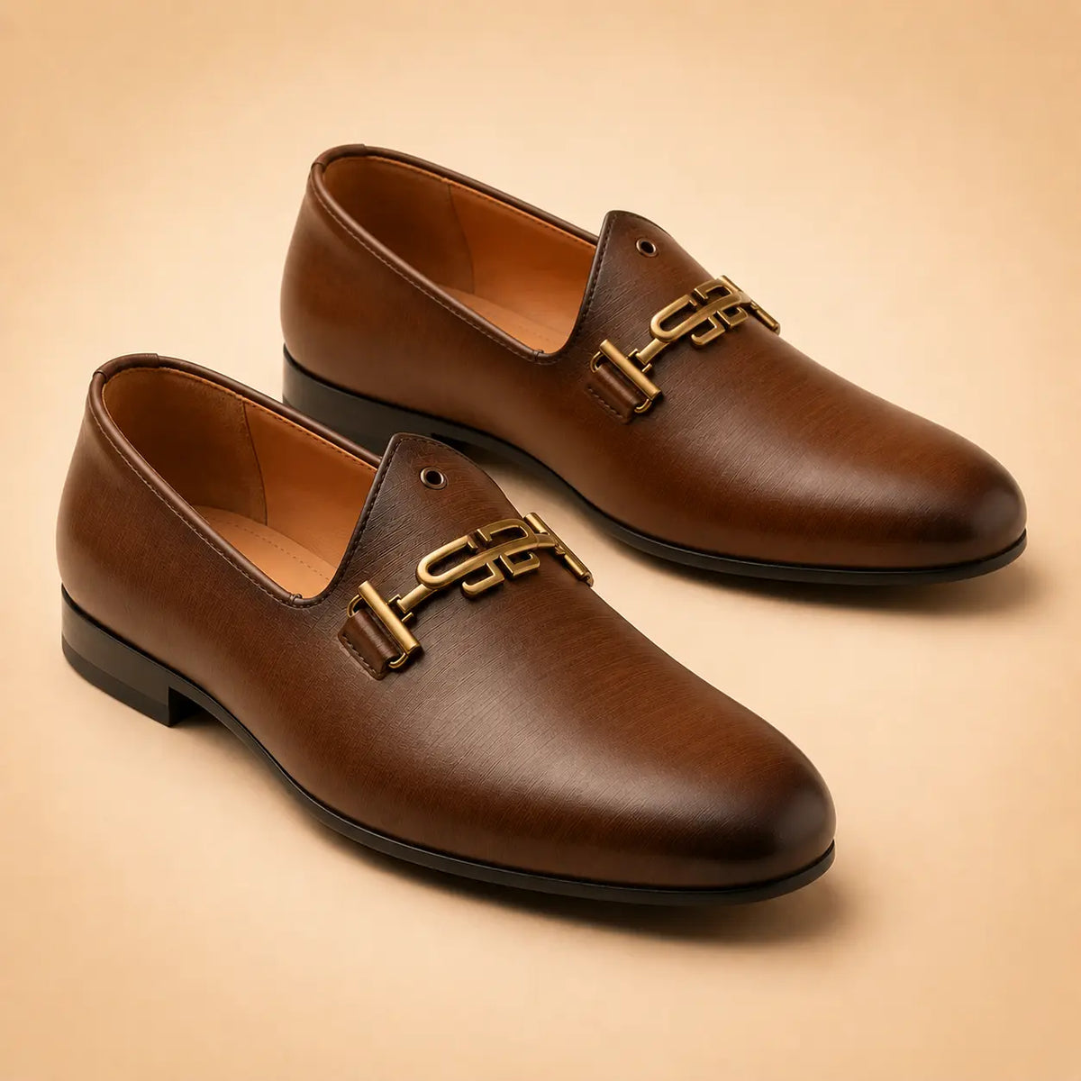 Signature Horsebit Men’s Cognac Leather Loafers – pair view