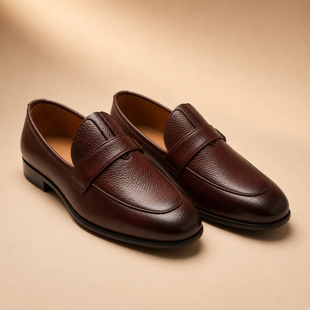 Classic Penny Men’s Dark Brown Genuine Leather Loafers – pair view