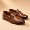 Classic Link Men’s Tan Brown Genuine Leather Loafers – pair view