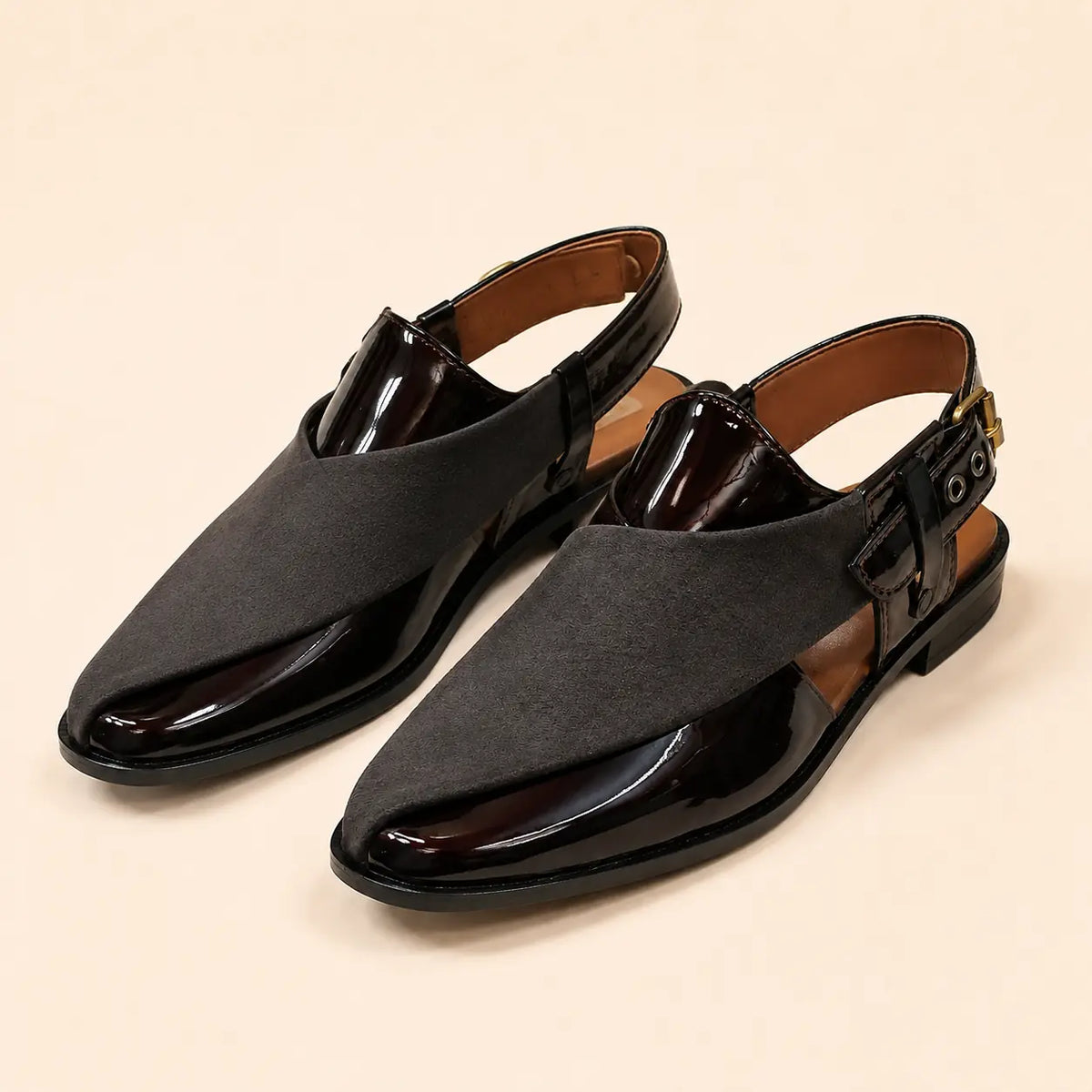 Imperial Cross Men’s Dark Brown Regzine Peshawari Sandals – pair view