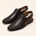 Heritage Weave Men’s Dark Brown Regzine Peshawari Sandals – pair view