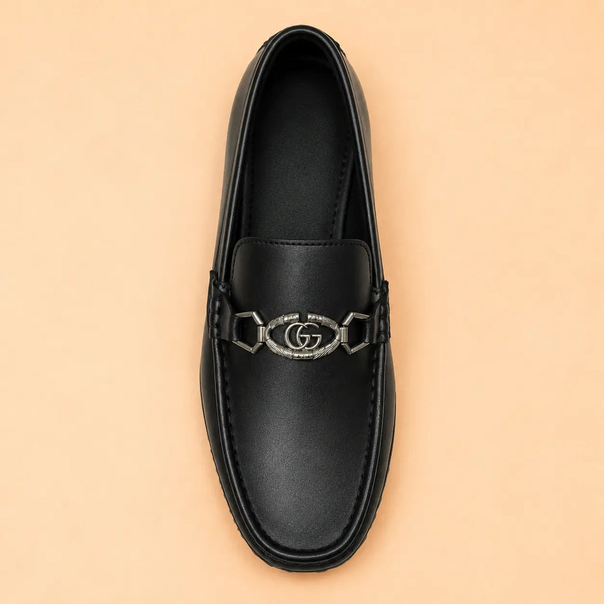 Regal Crest black leather loafers – top view