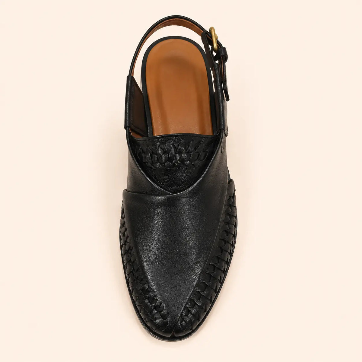 Heritage Weave Men’s Black Regzine Peshawari Sandals – top view