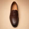 Classic Penny Men’s Dark Brown Genuine Leather Loafers – top view
