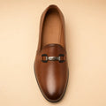 Classic Link Men’s Tan Brown Genuine Leather Loafers – top view