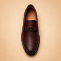 Signature Bit Men’s Burgundy Genuine Leather Loafers – top view