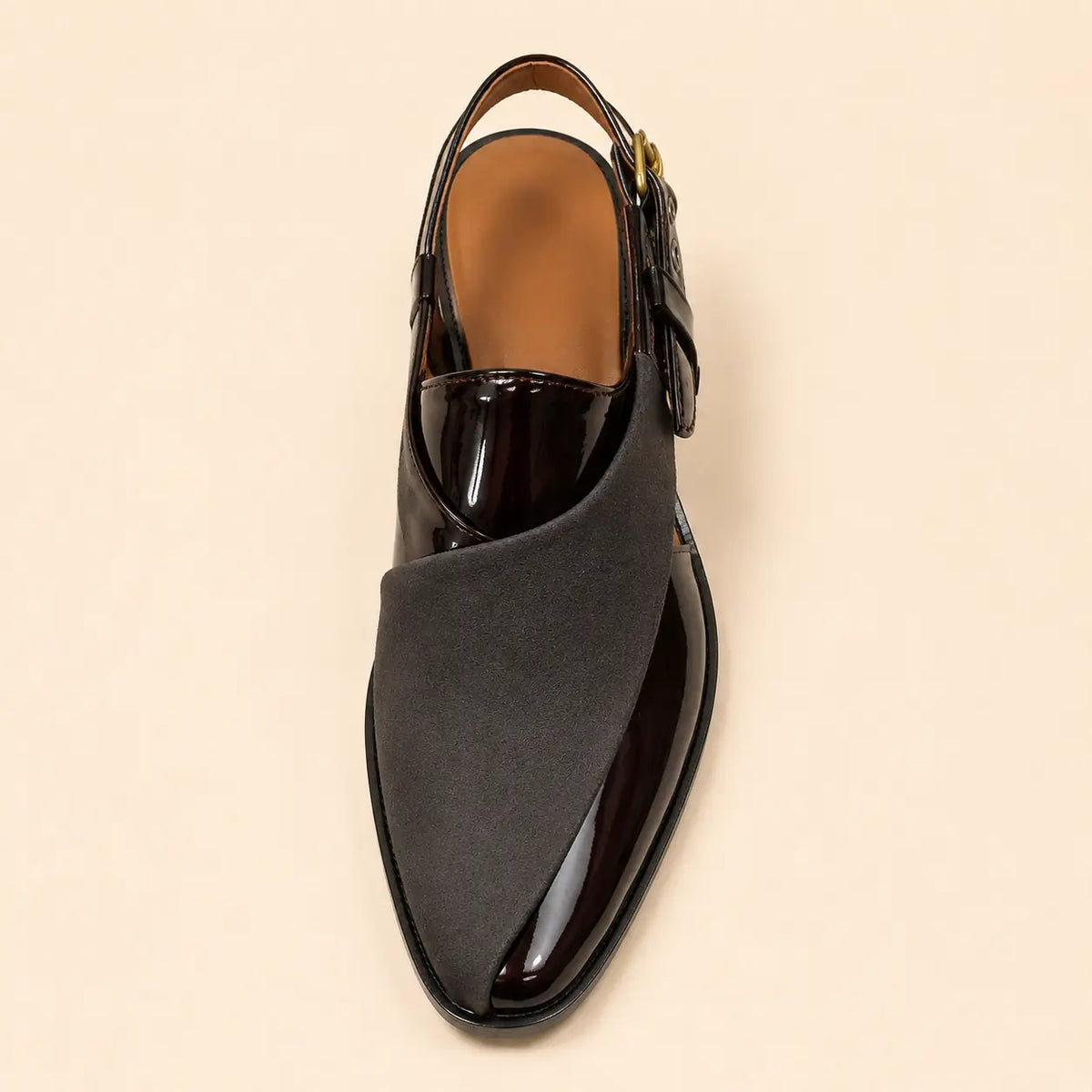 Imperial Cross Men’s Dark Brown Regzine Peshawari Sandals – top view