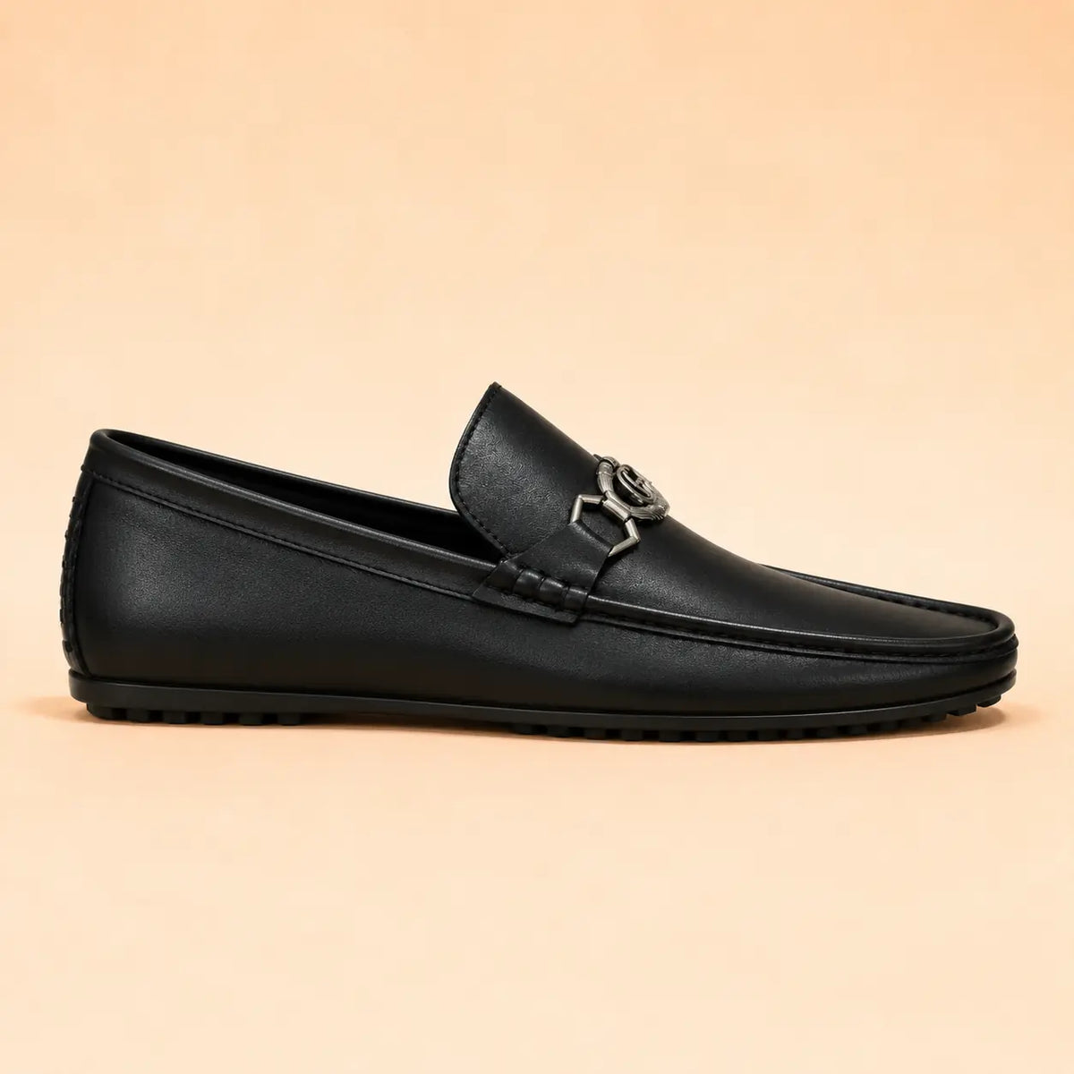 Regal Crest black leather loafer – outer side view