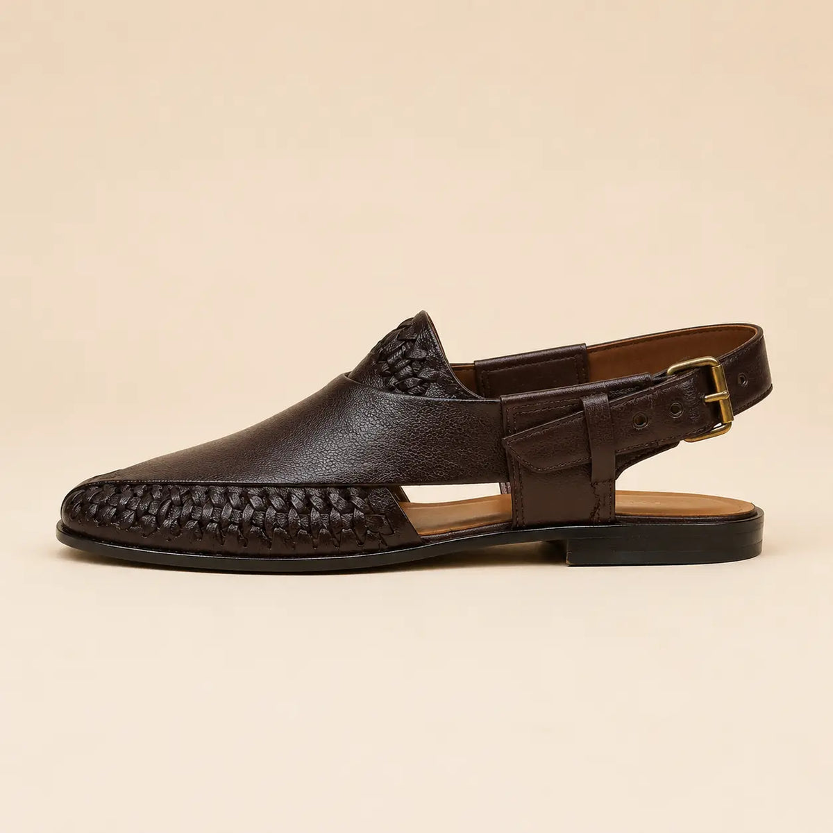 Heritage Weave Men’s Dark Brown Regzine Peshawari Sandals – outer side view