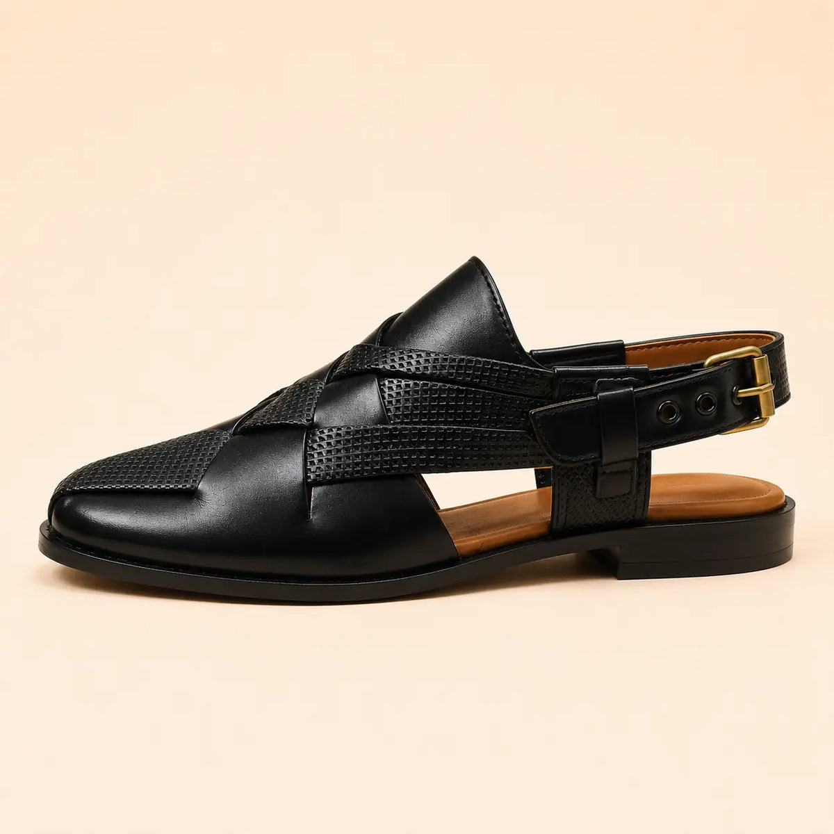 Regal Weave Men’s Black Regzine Peshawari Sandals – outer side view