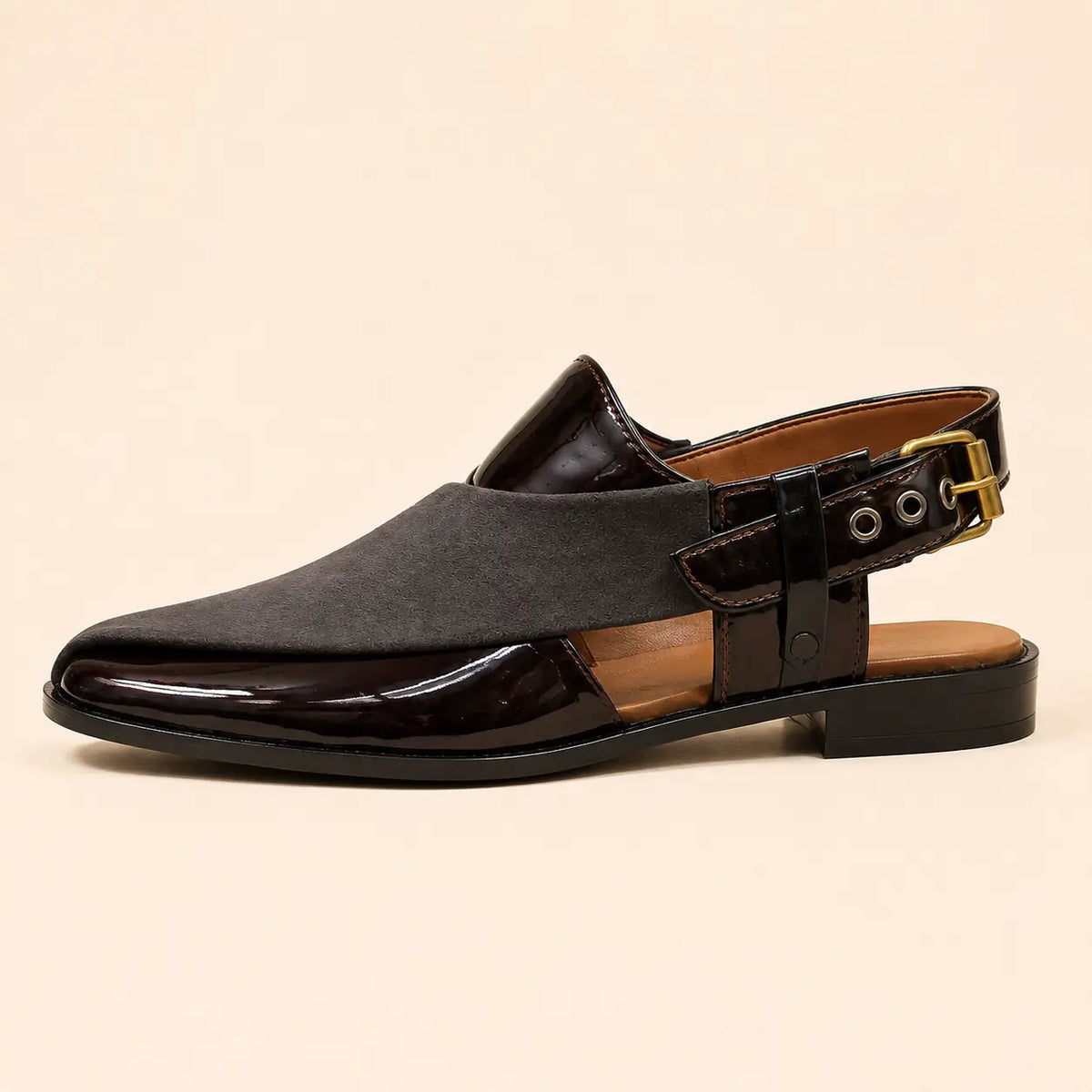 Imperial Cross Men’s Dark Brown Regzine Peshawari Sandals – outer side view