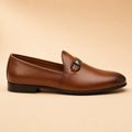 Classic Link Men’s Tan Brown Genuine Leather Loafers – outer side view