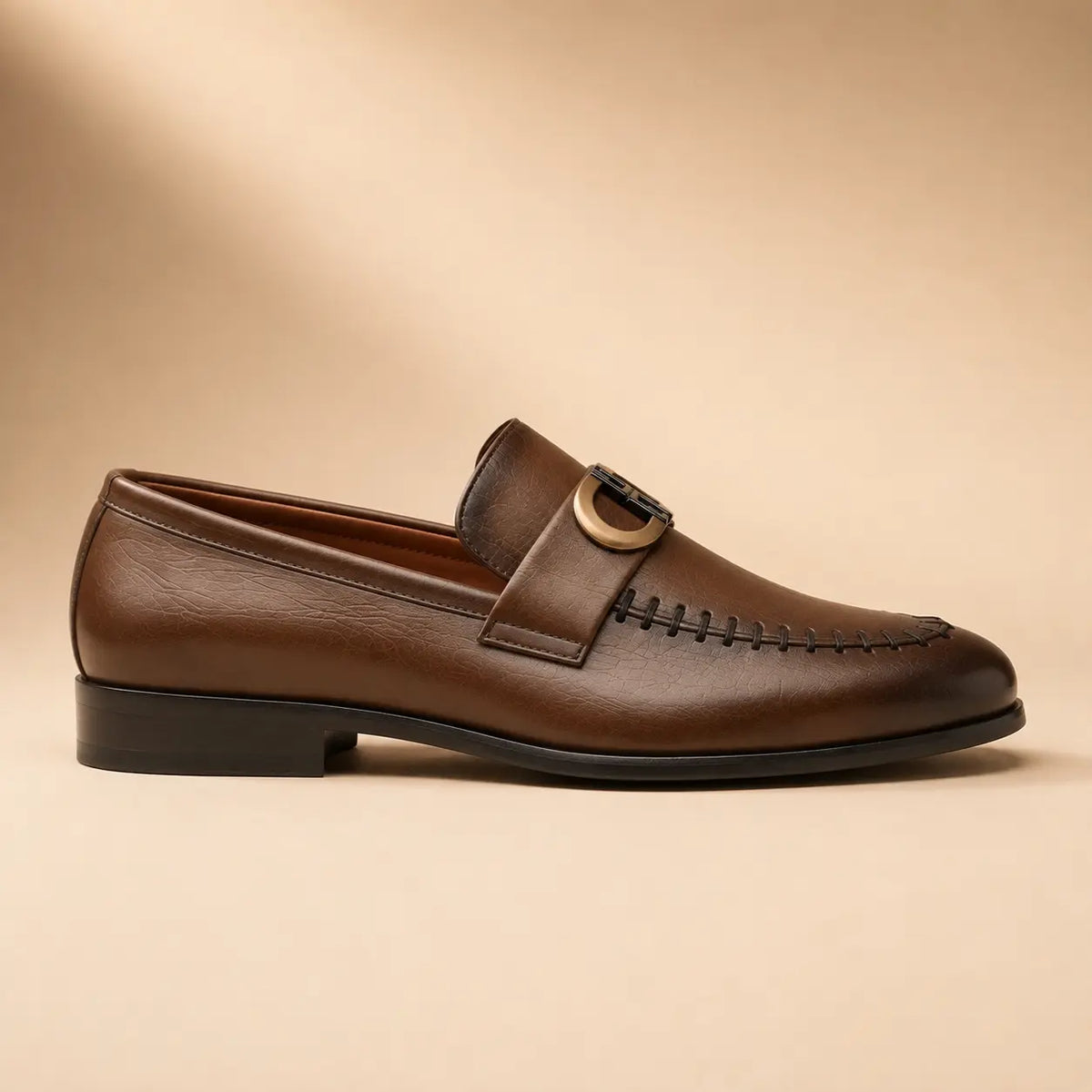Royal Emblem Men’s Chocolate Brown Leather Loafers – outer side view