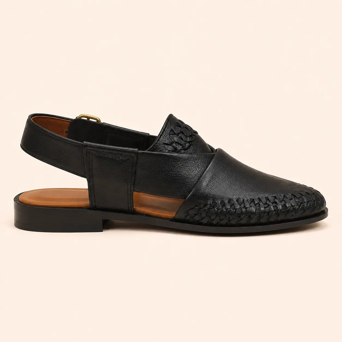 Heritage Weave Men’s Black Regzine Peshawari Sandals – outer side view
