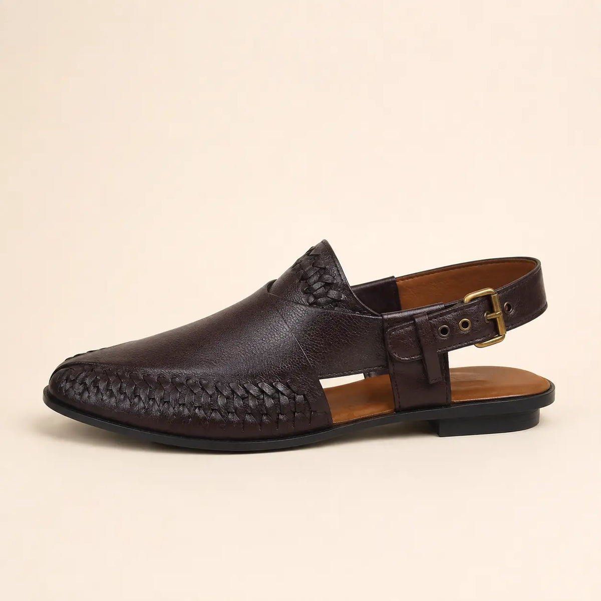 Heritage Weave Men’s Dark Brown Regzine Peshawari Sandals – inner side view