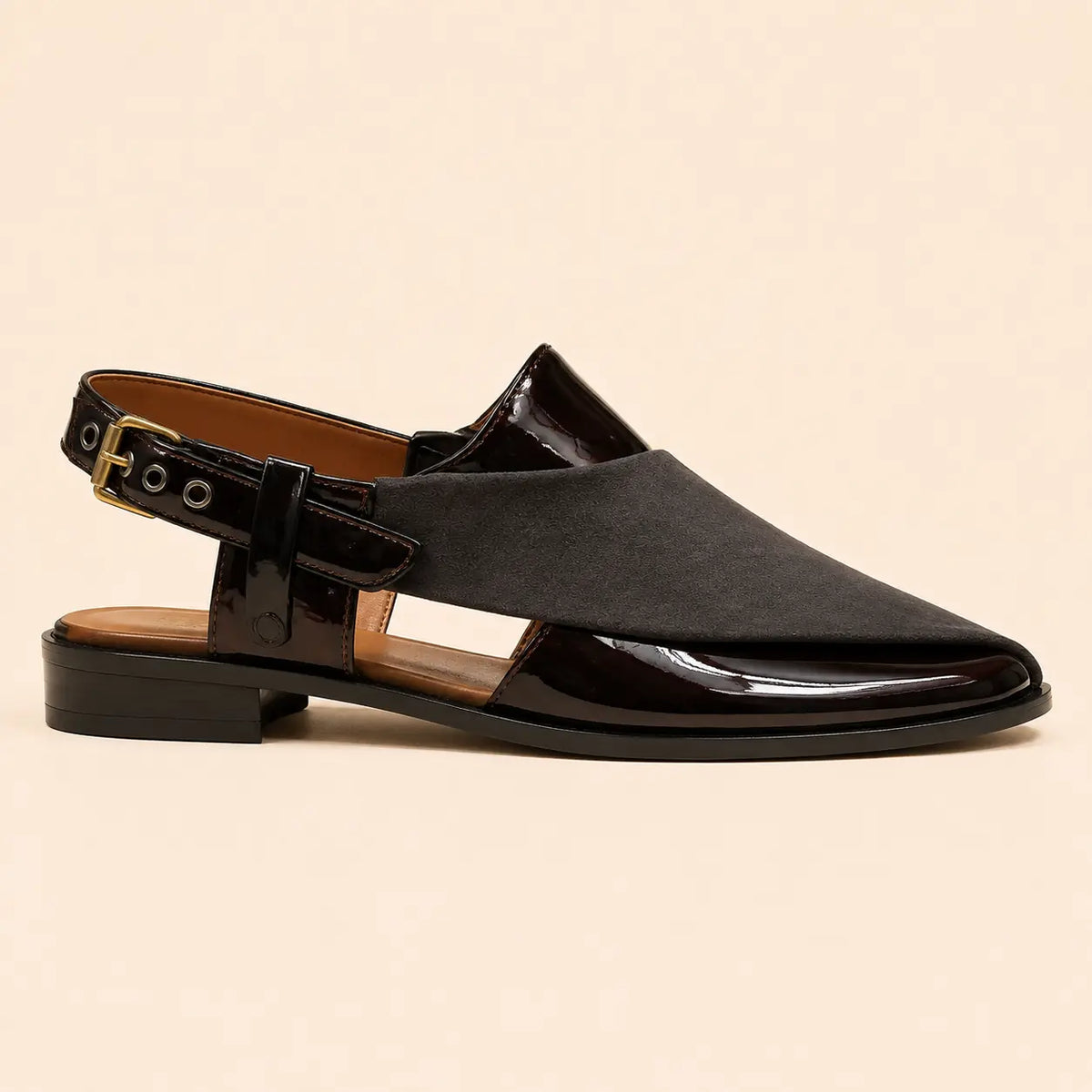 Imperial Cross Men’s Dark Brown Regzine Peshawari Sandals – inner side view