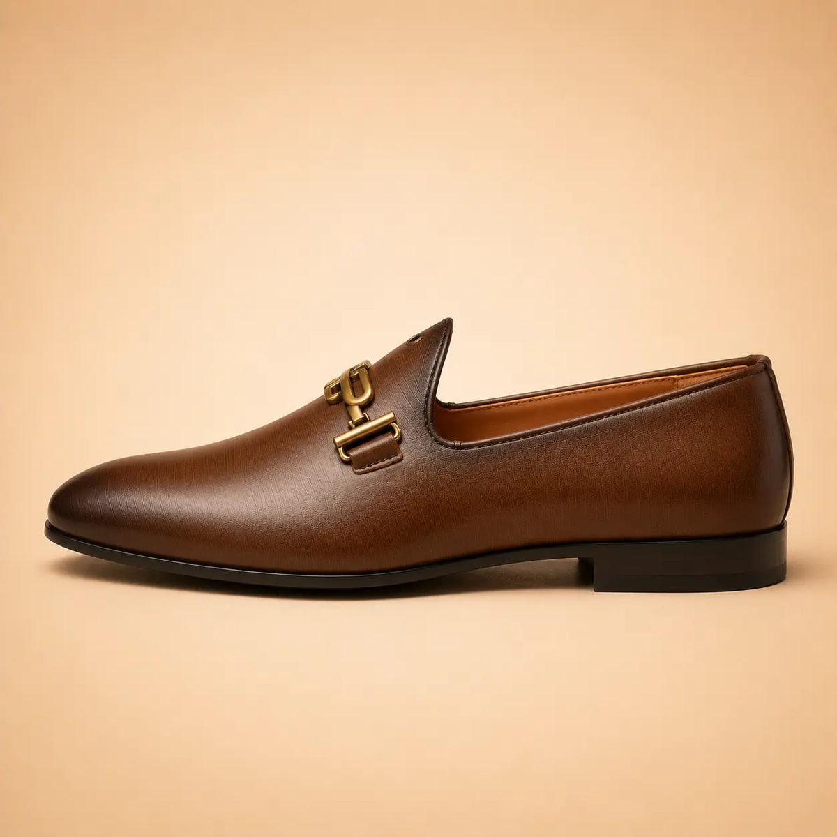 Signature Horsebit Men’s Cognac Leather Loafers – inner side view