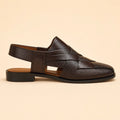Royal Interlace Men’s Dark Brown Regzine Peshawari Sandals – inner side view