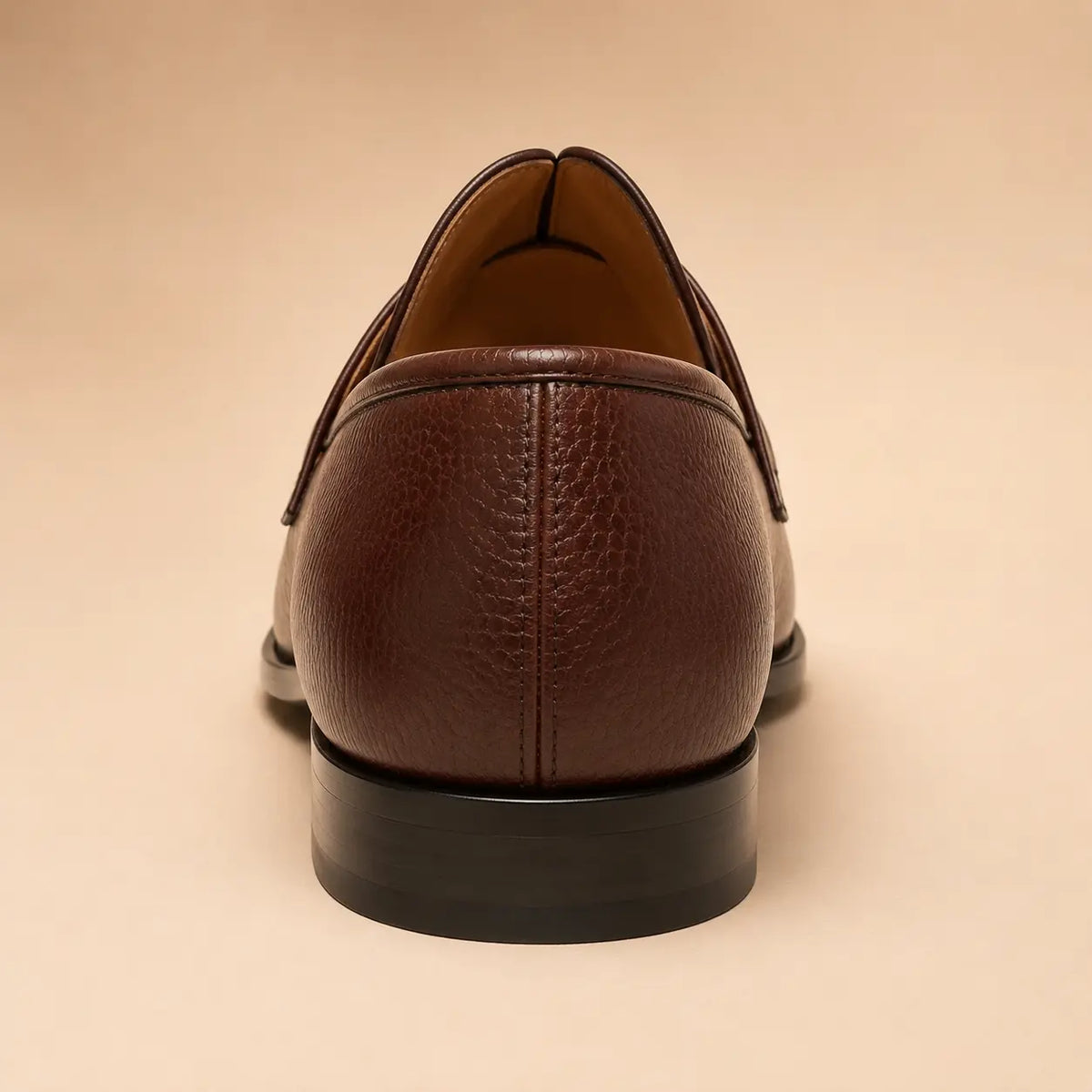 Classic Penny Men’s Dark Brown Genuine Leather Loafers – heel view