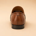 Classic Link Men’s Tan Brown Genuine Leather Loafers – heel view