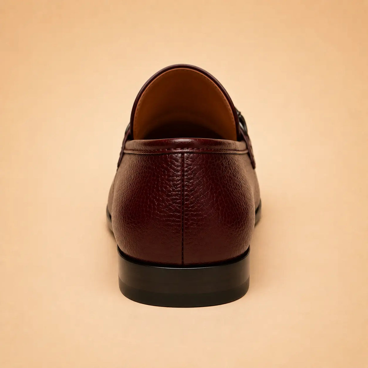 Signature Bit Men’s Burgundy Genuine Leather Loafers – heel view
