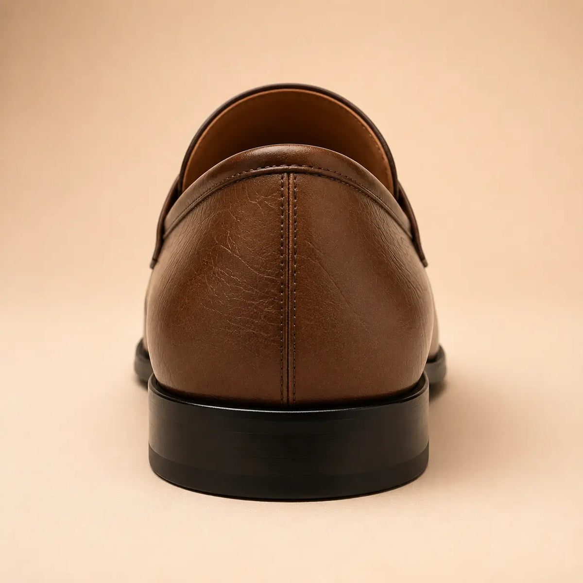 Royal Emblem Men’s Chocolate Brown Leather Loafers – heel view