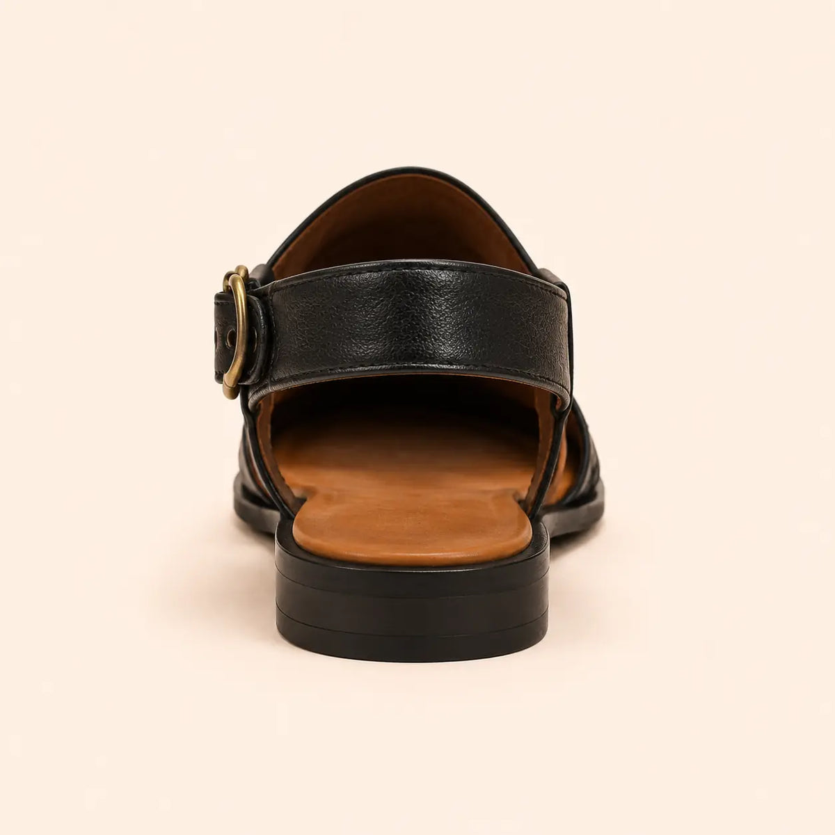Heritage Weave Men’s Black Regzine Peshawari Sandals – heel view