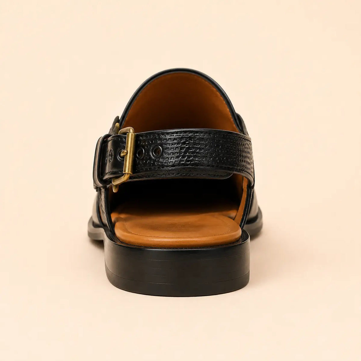 Regal Weave Men’s Black Regzine Peshawari Sandals – heel view