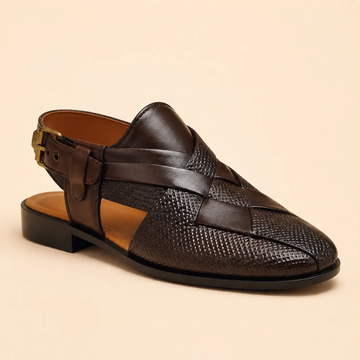 Royal Interlace Men’s Dark Brown Regzine Peshawari Sandals – sole and grip view
