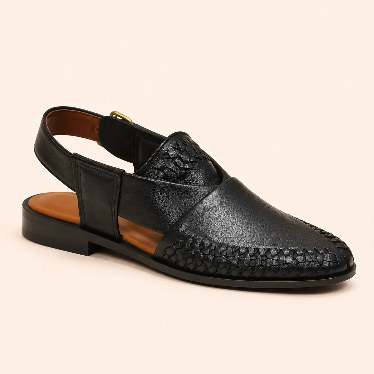 Heritage Weave Men’s Black Regzine Peshawari Sandals – sole and grip view