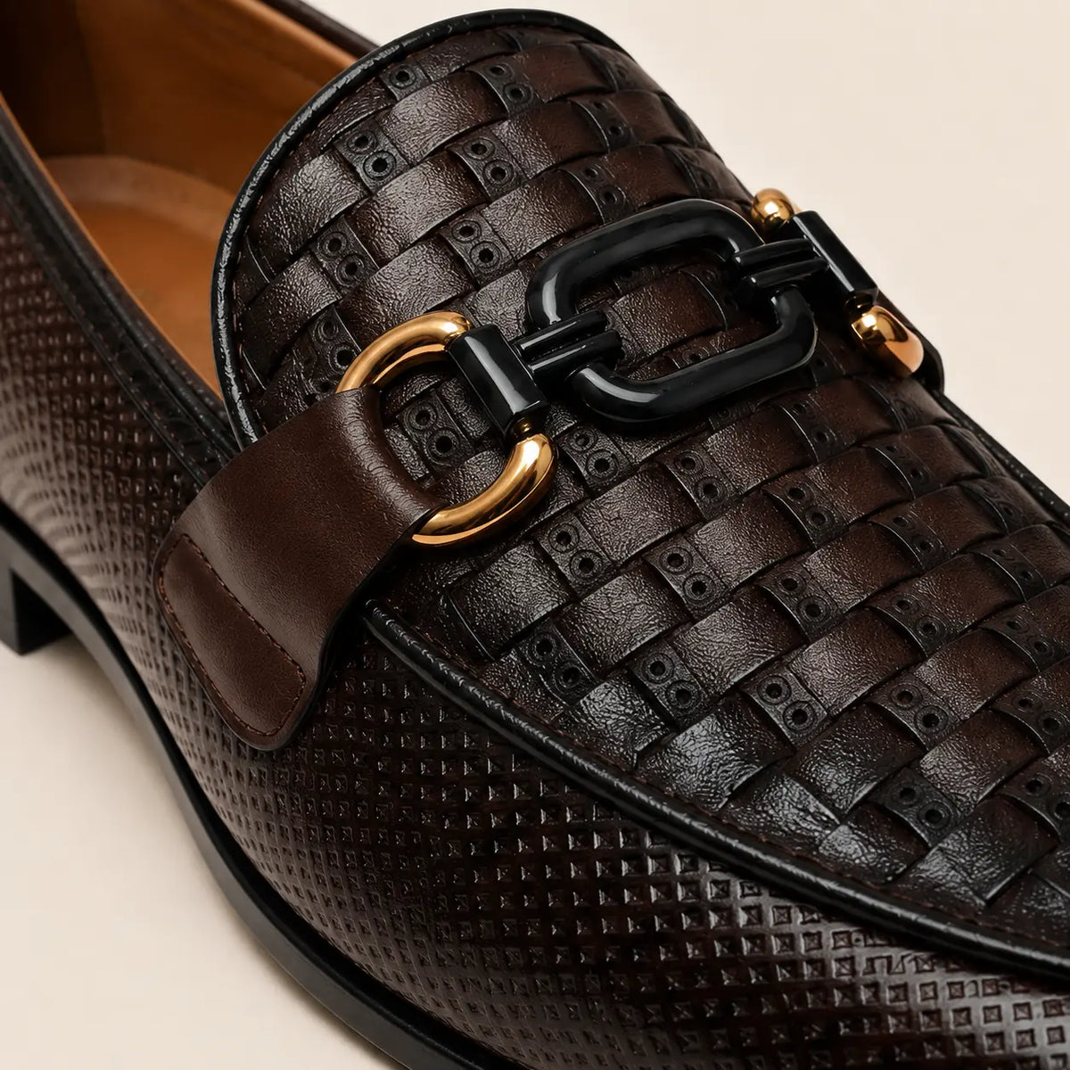 Royal Basket Men’s Dark Brown Regzine Loafers – material and detail close-up