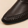 Heritage Weave Men’s Dark Brown Regzine Peshawari Sandals – material and detail close-up