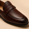 Classic Penny Men’s Dark Brown Genuine Leather Loafers – material and detail close-up