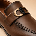 Royal Emblem Men’s Chocolate Brown Leather Loafers – material and detail close-up