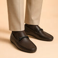 Regal Crest Men’s Brown Cherry Leather Loafers worn on foot