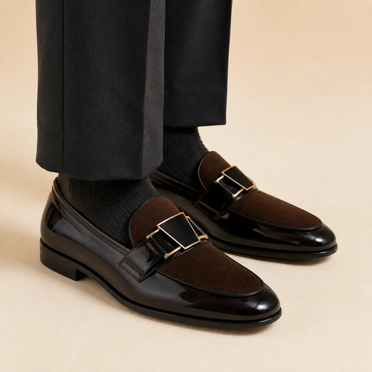 Imperial Crest Men’s Dark Brown Regzine Loafers worn on foot