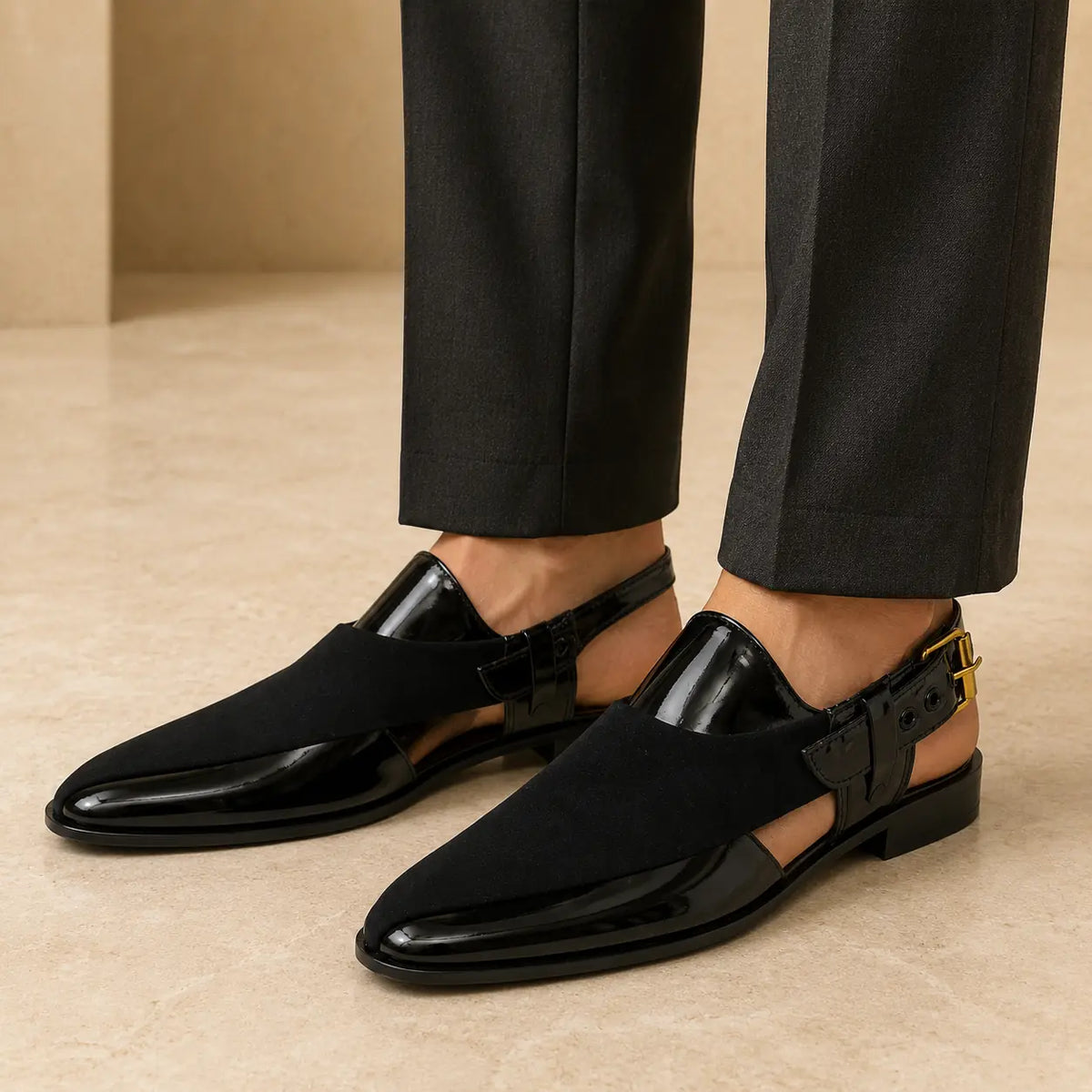 Regal Crest Men’s Black Regzine Closed-Toe Sandals worn on foot