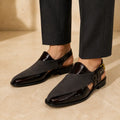 Imperial Cross Men’s Dark Brown Regzine Peshawari Sandals worn on foot