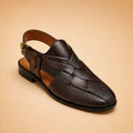 Royal Interlace Men’s Dark Brown Regzine Peshawari Sandals – front product view