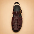 Heritage Weave Men’s Burgundy Genuine Leather Sandals – front product view