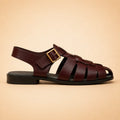 Heritage Weave Men’s Burgundy Genuine Leather Sandals – front product view