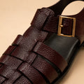 Heritage Weave Men’s Burgundy Genuine Leather Sandals – front product view