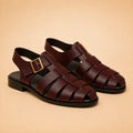 Heritage Weave Men’s Burgundy Genuine Leather Sandals – front product view