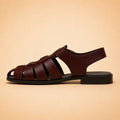 Heritage Weave Men’s Burgundy Genuine Leather Sandals – front product view