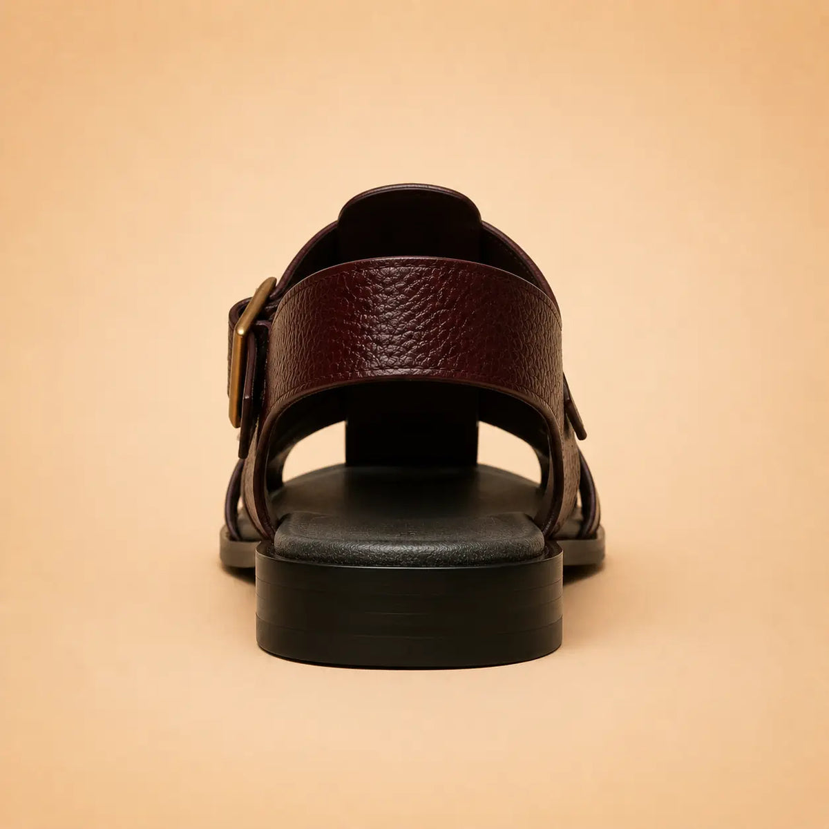Heritage Weave Men’s Burgundy Genuine Leather Sandals – front product view