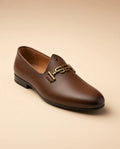 Signature Horsebit Men’s Cognac Leather Loafers – front product view